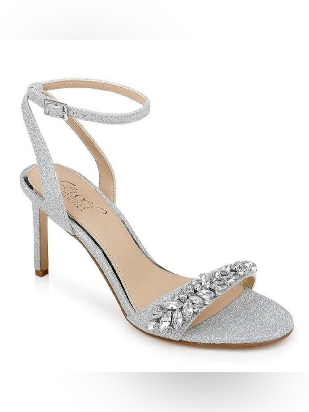 Badgley Mischka NEW Jewel Silver RhinestoneGlitter Dallyce Stiletto Heels size 6